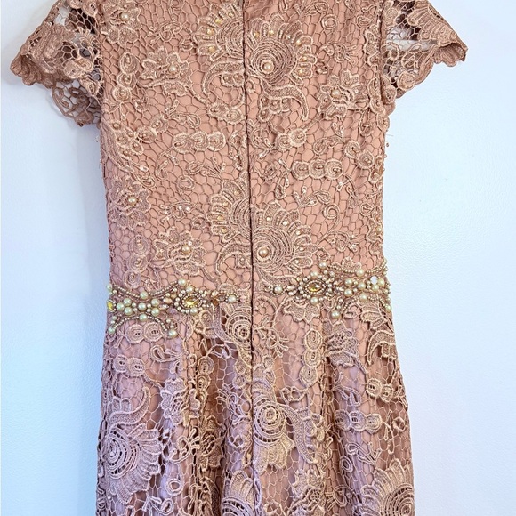 JVN Embroidered Lace Dress in Tan - Picture 9 of 11